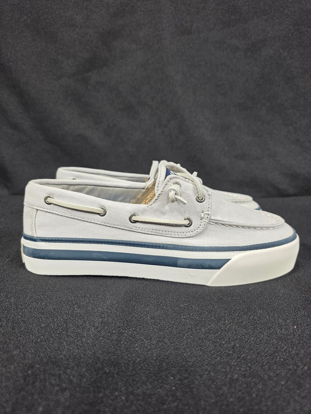 Sperry Bahama 3.0 Platform Women's Grey Navy Boat Shoes Size 8.5